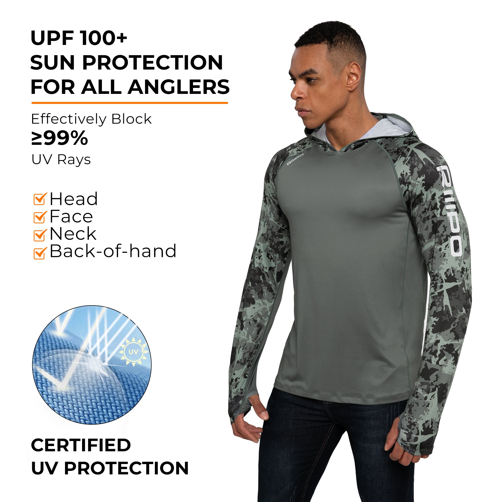 Performance Cooling Hoodie with Gaiter - Mix Print - Dark Green