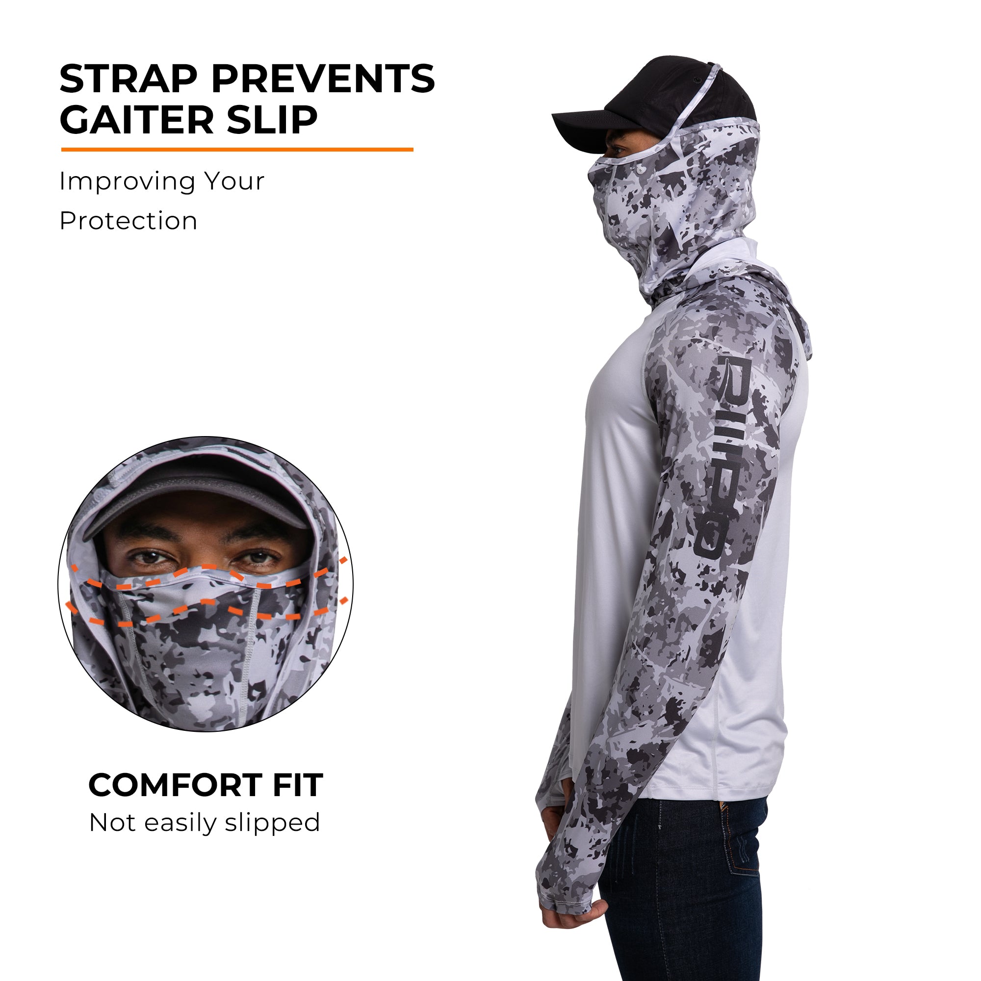 Performance Cooling Hoodie with Gaiter - Mix Print - Light Grey