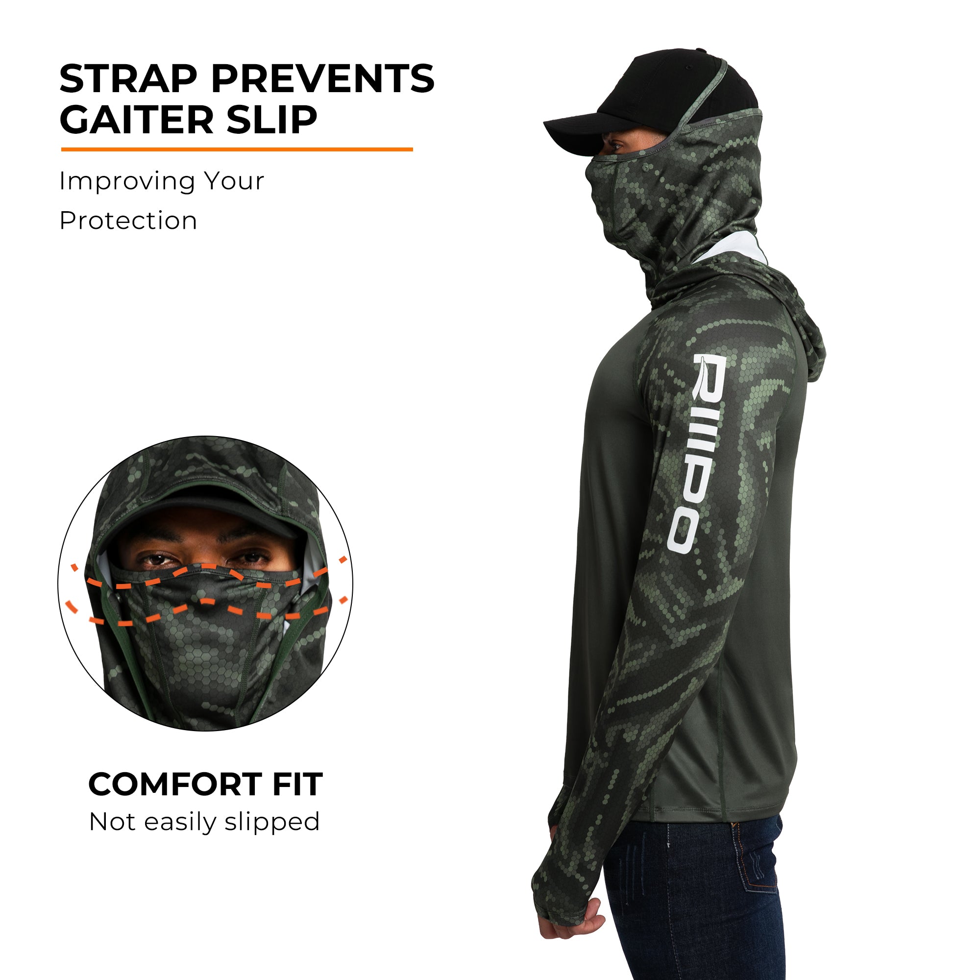 Performance Cooling Hoodie with Gaiter - Mix Print - Dark Green