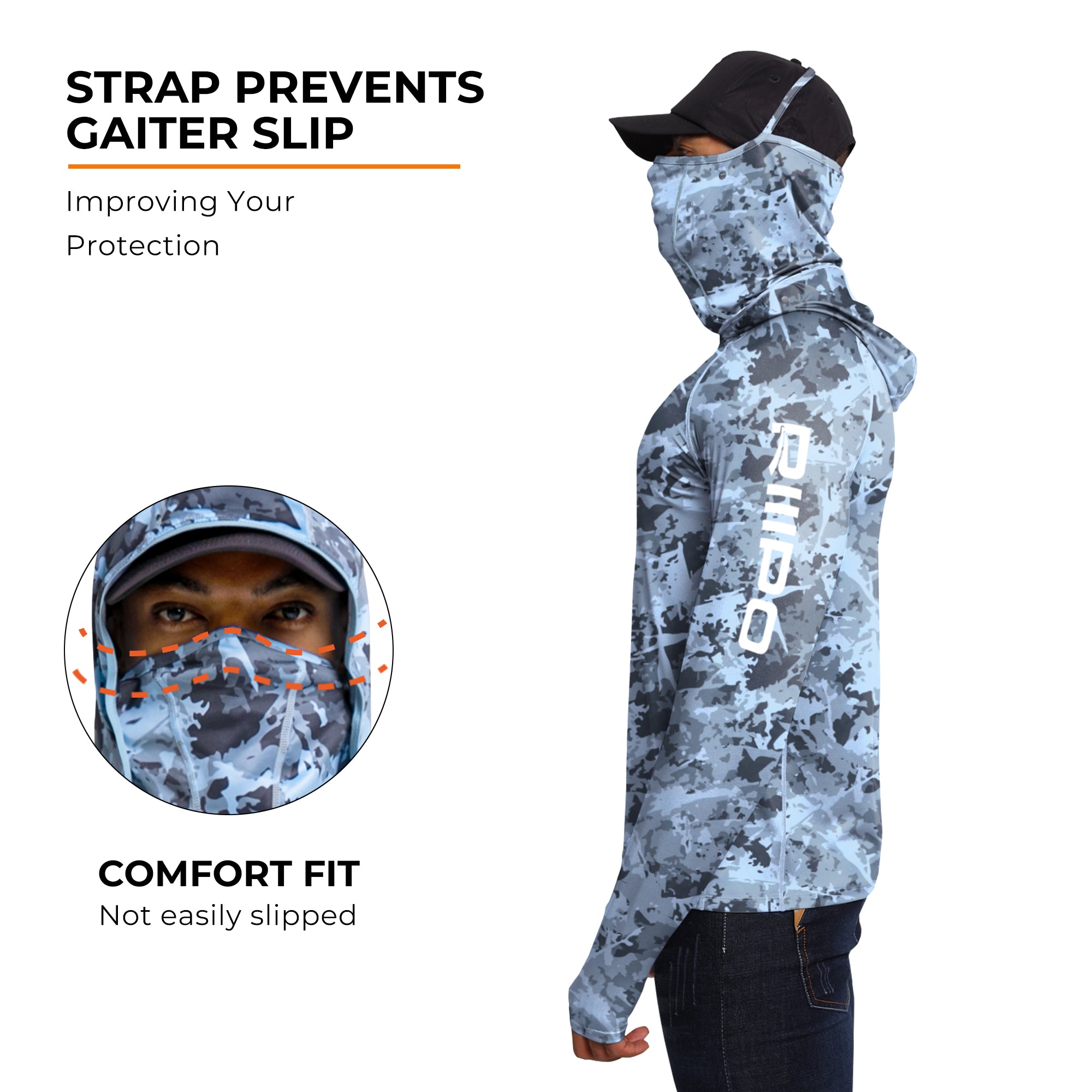 Performance Cooling Hoodie with Gaiter - Full Print - Light Blue