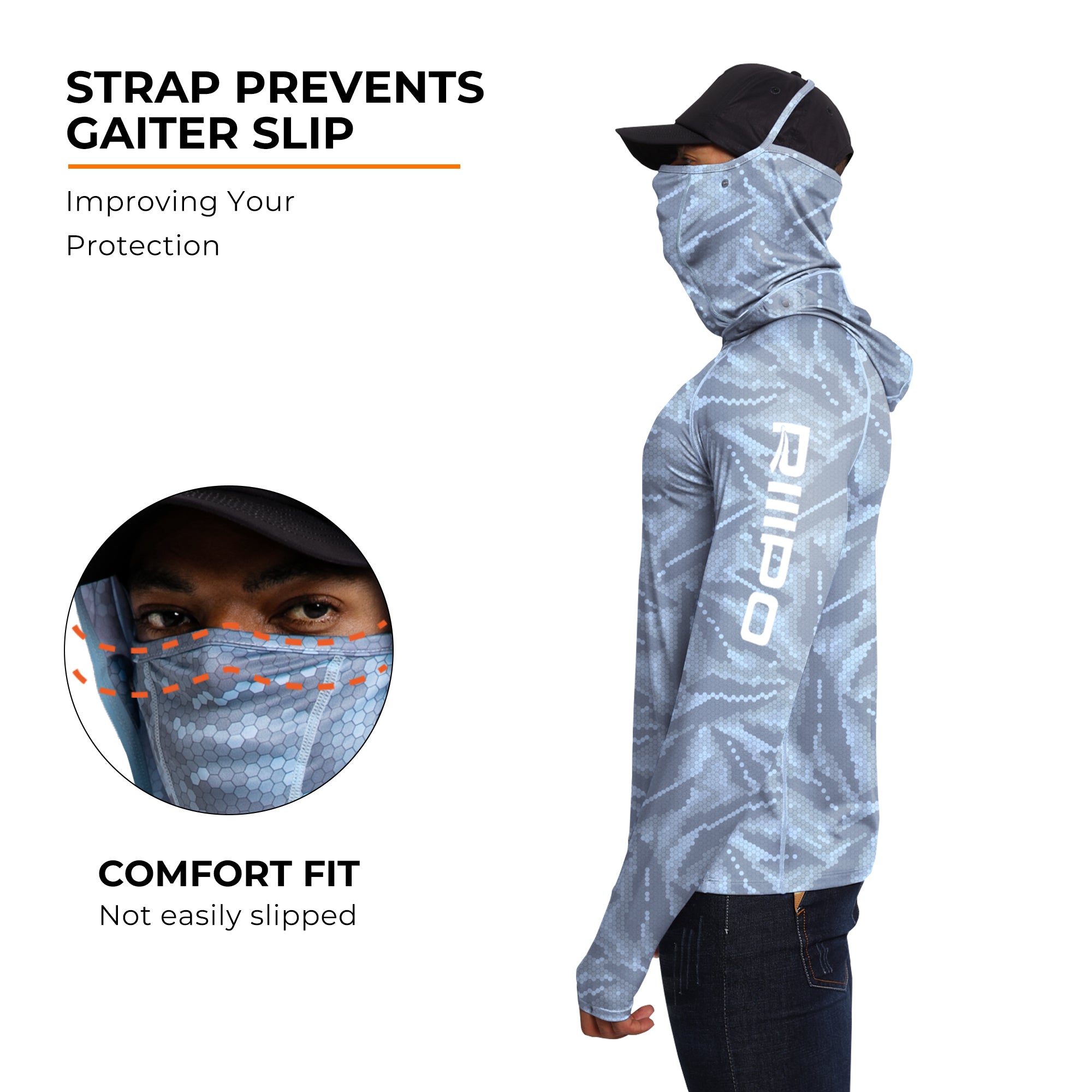Performance Cooling Hoodie with Gaiter - Full Print - Light Blue
