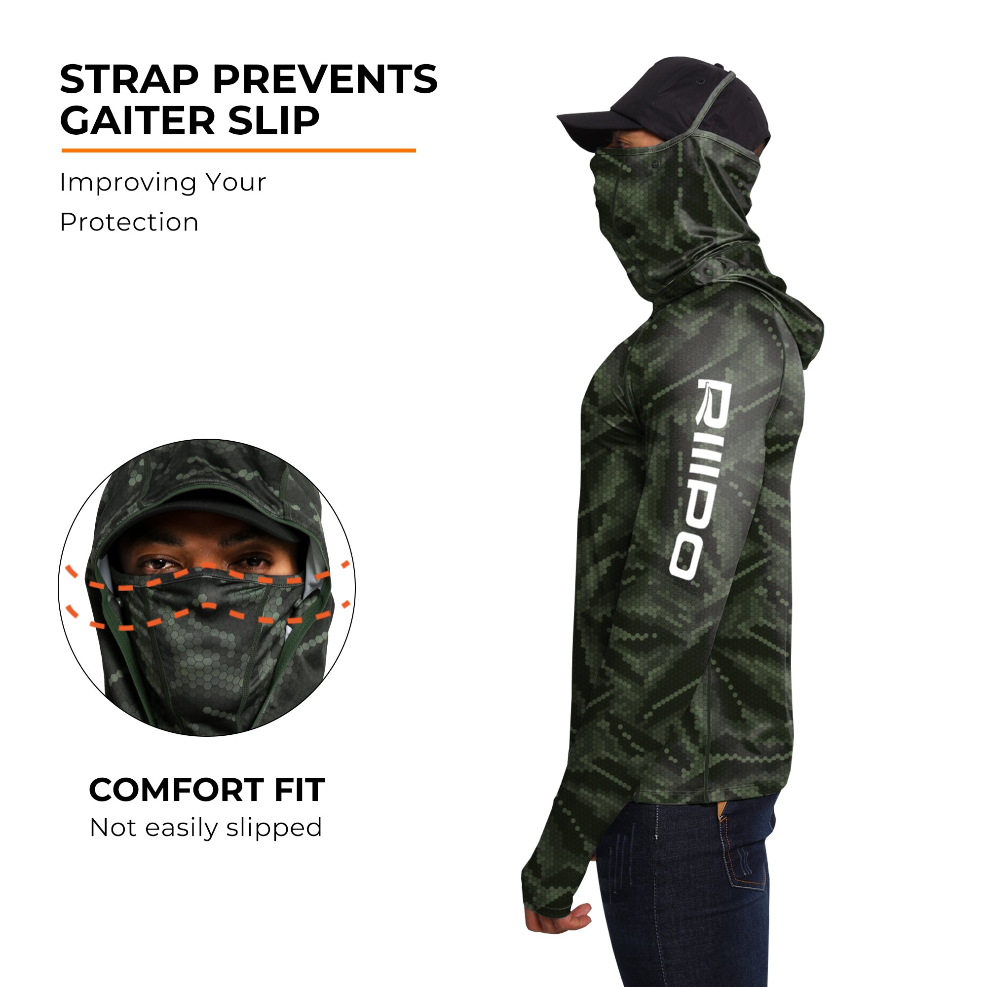 Performance Cooling Hoodie with Gaiter - Full Print - Dark Green