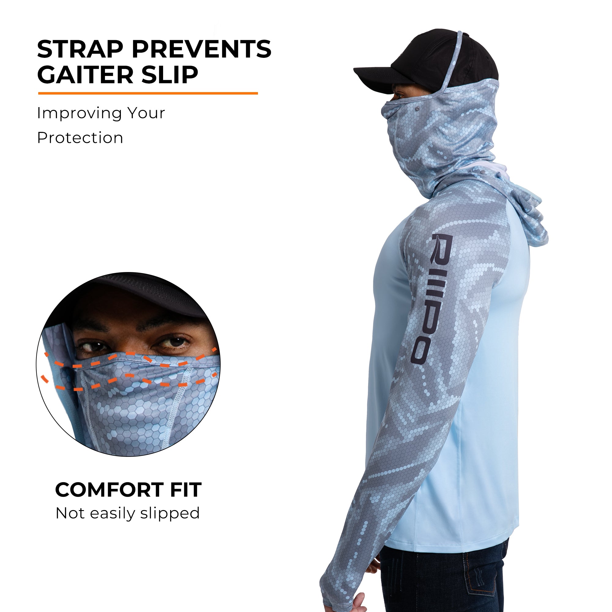 Performance Cooling Hoodie with Gaiter - Mix Print - Sky Blue