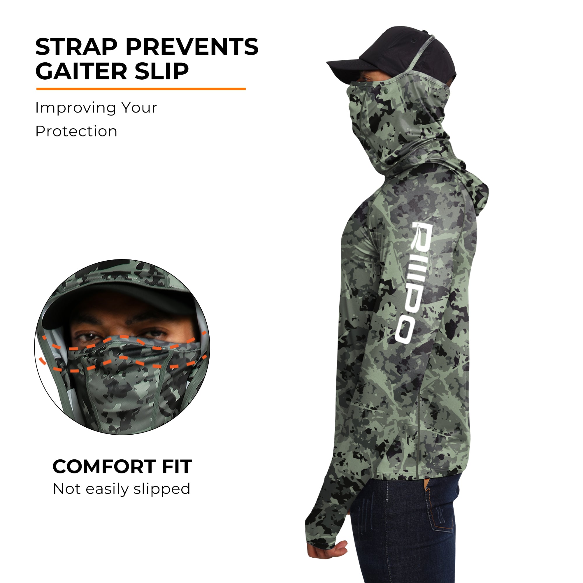 Performance Cooling Hoodie with Gaiter - Full Print - Light Green