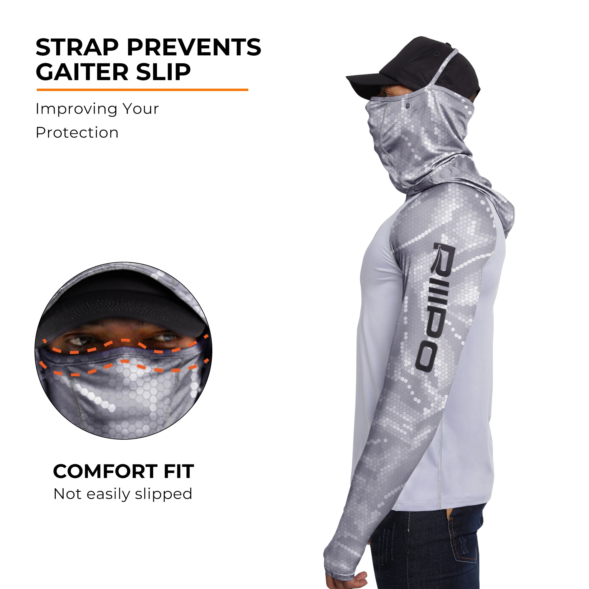Performance Cooling Hoodie with Gaiter - Mix Print - Light Grey