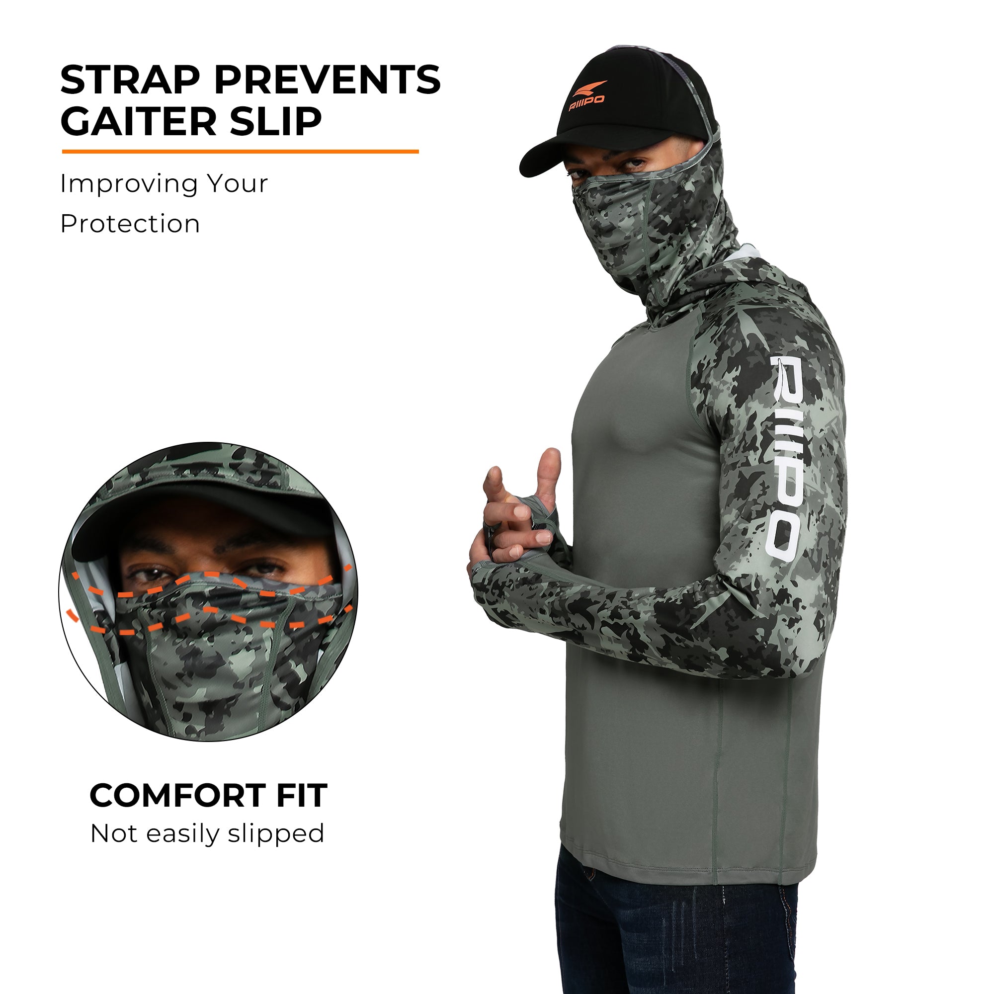 Performance Cooling Hoodie with Gaiter - Mix Print - Dark Green