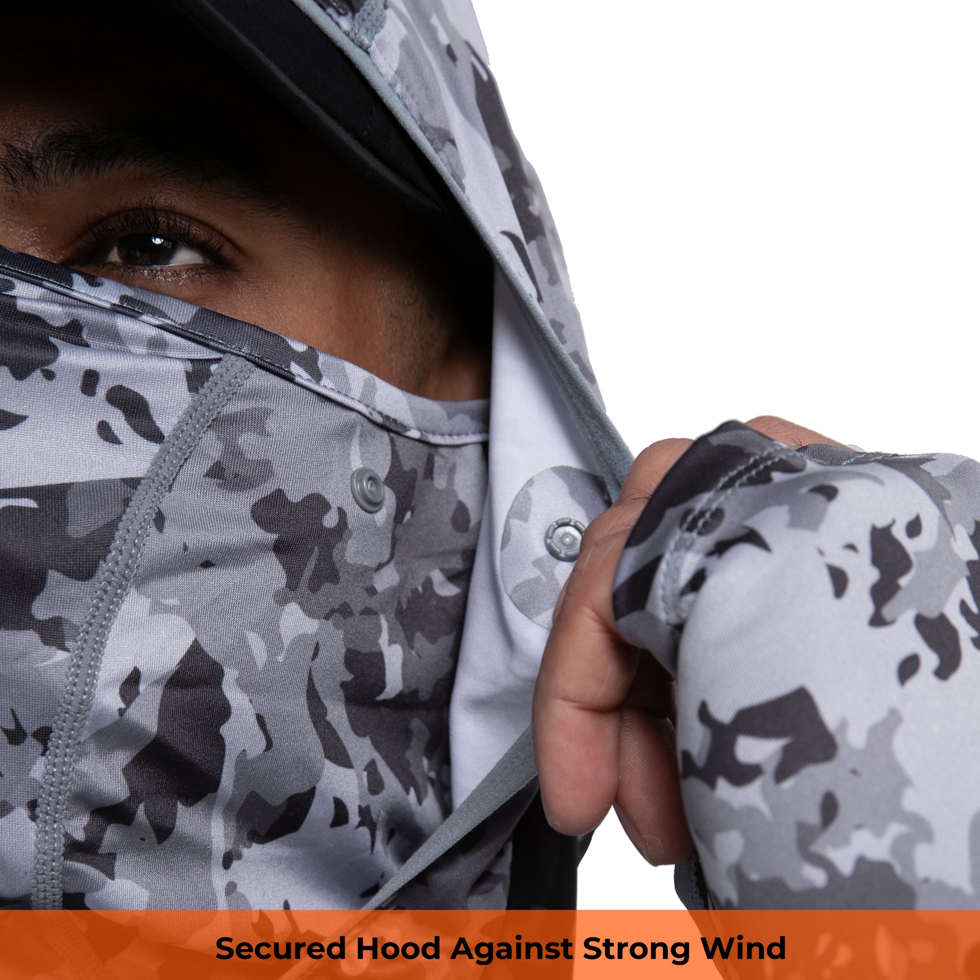 Performance Cooling Hoodie with Gaiter - Mix Print - Dark Grey