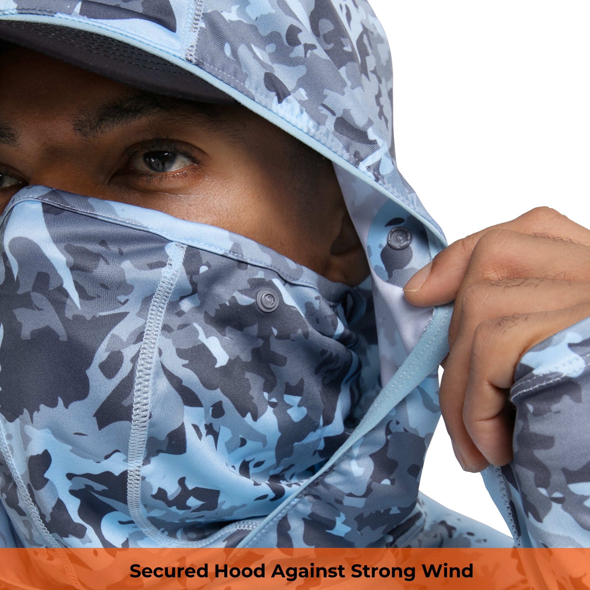 Performance Cooling Hoodie with Gaiter - Full Print - Light Blue