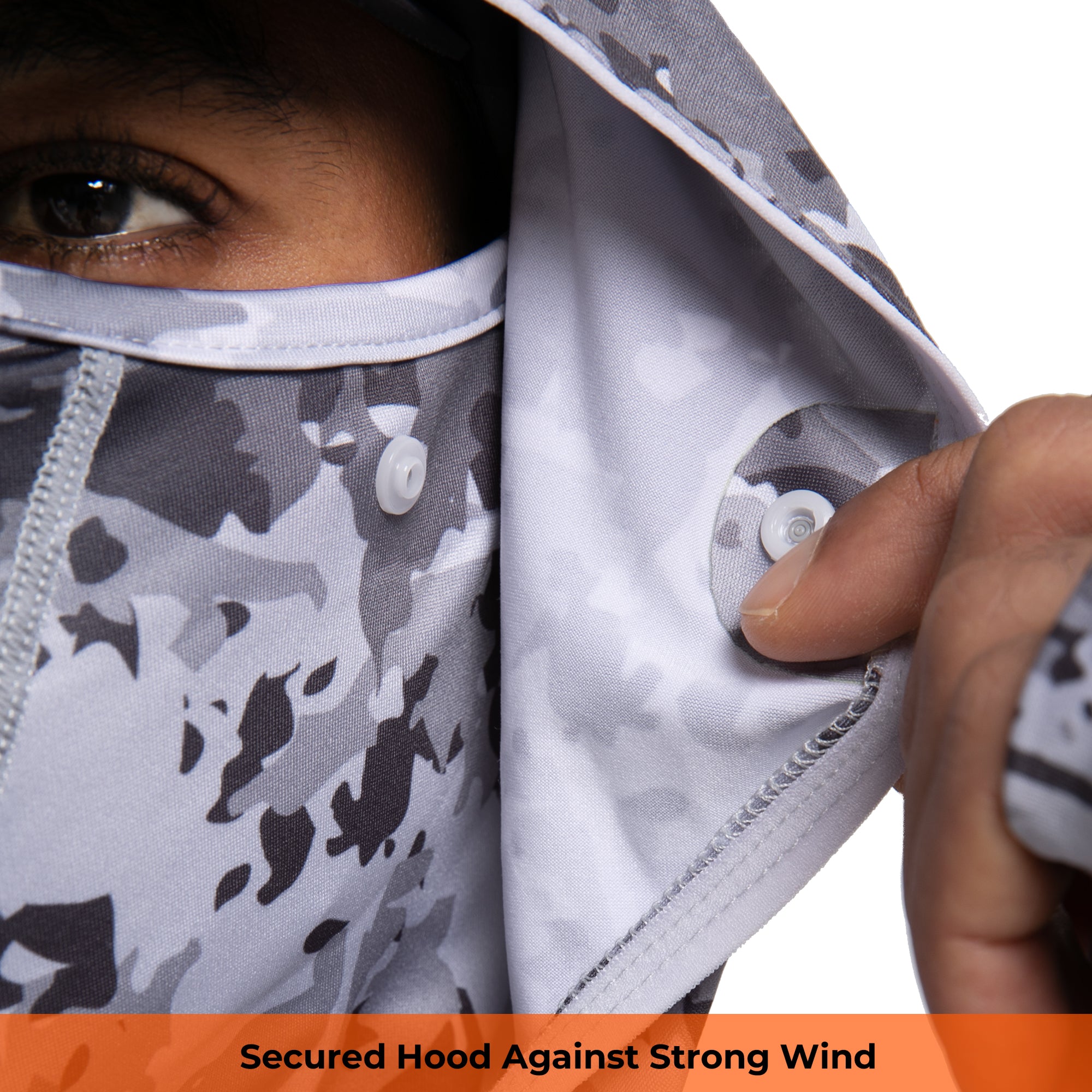 Performance Cooling Hoodie with Gaiter - Mix Print - Light Grey