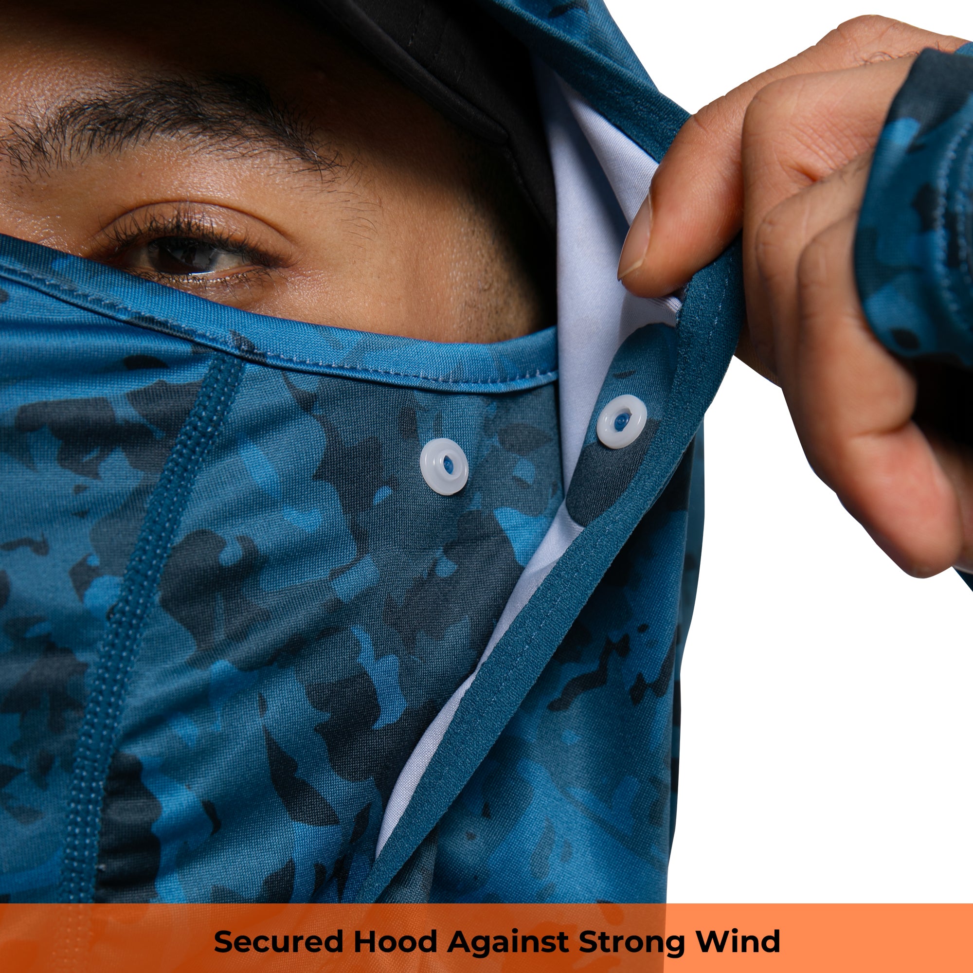 Performance Cooling Hoodie with Gaiter - Mix Print - Dark Blue