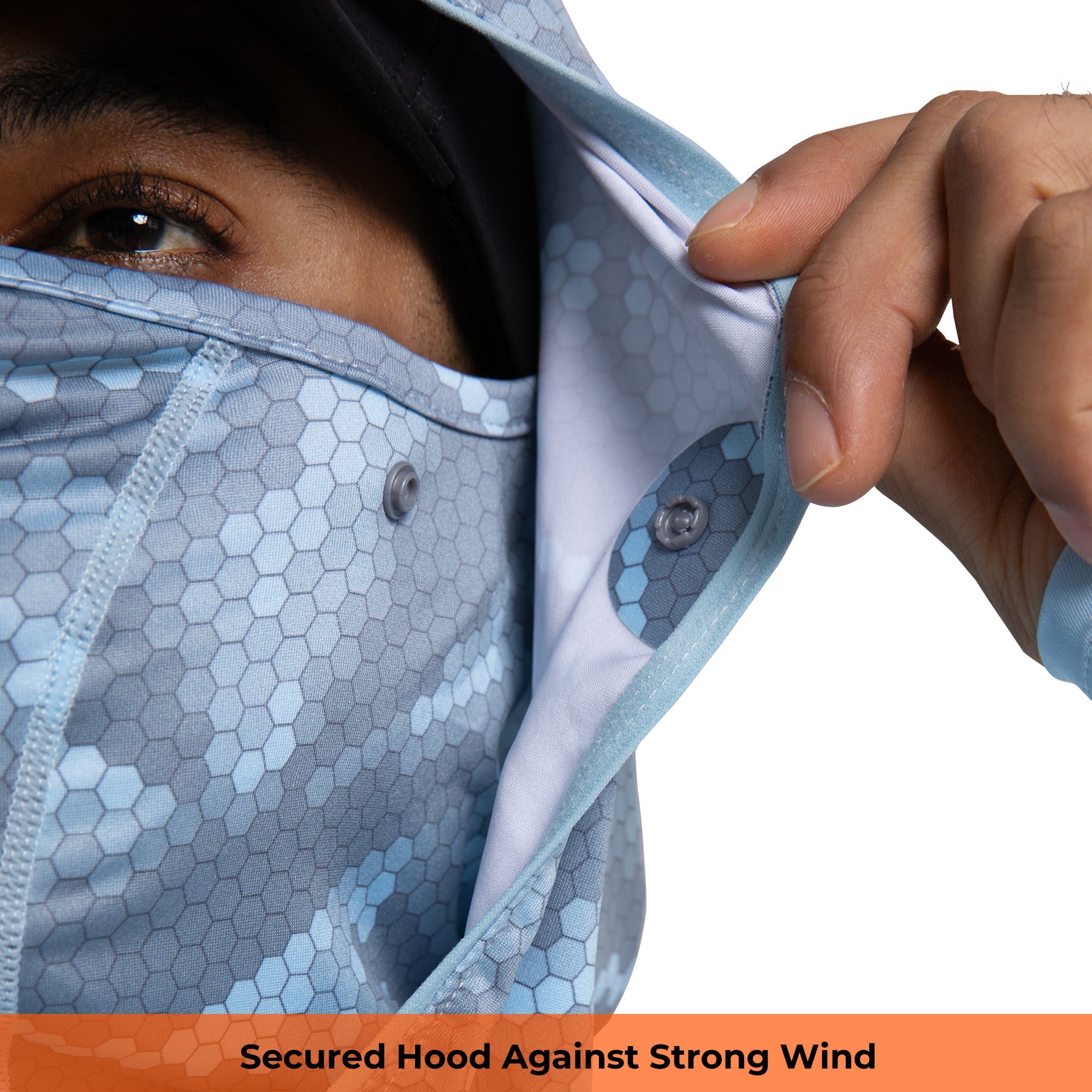 Performance Cooling Hoodie with Gaiter - Full Print - Light Blue