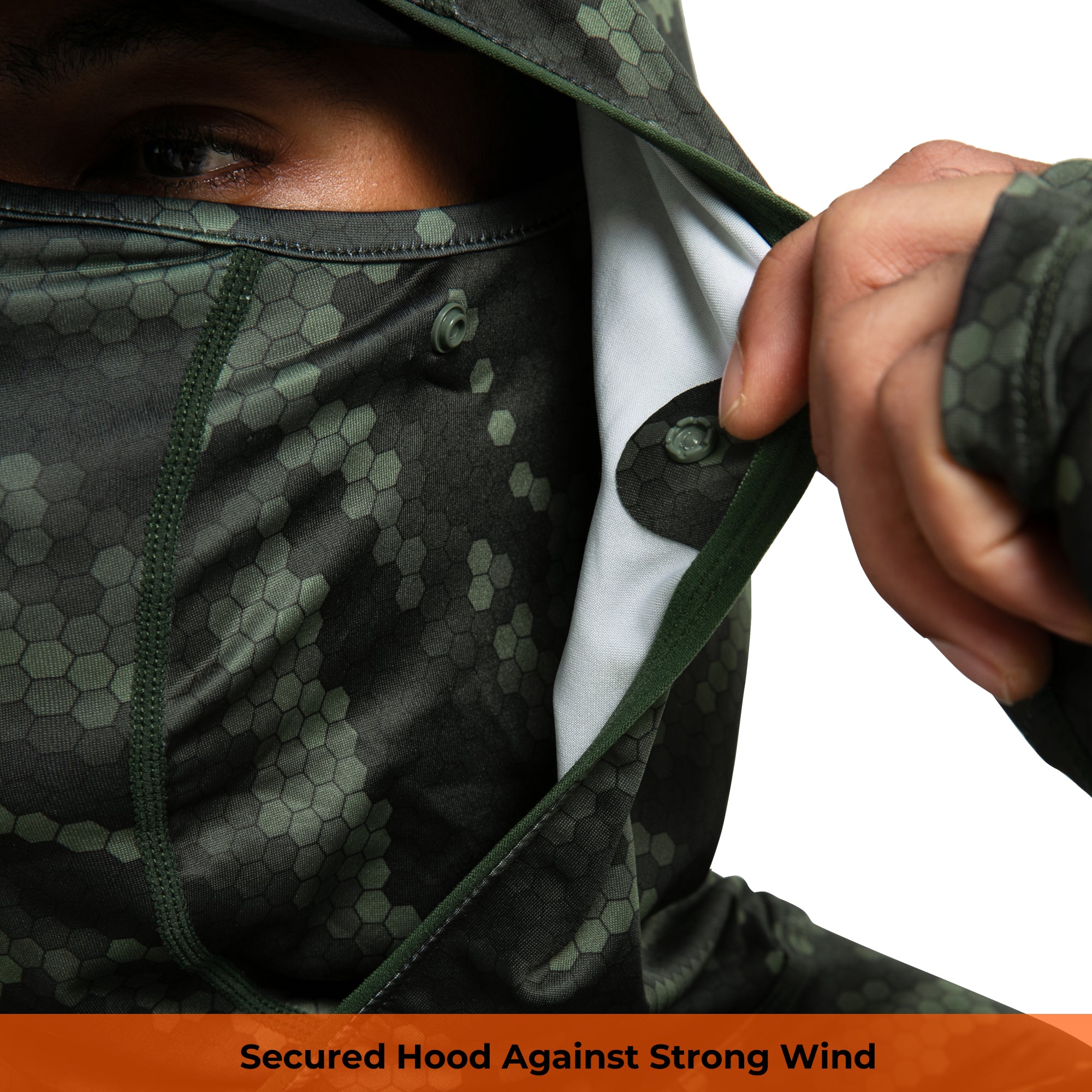 Performance Cooling Hoodie with Gaiter - Mix Print - Dark Green