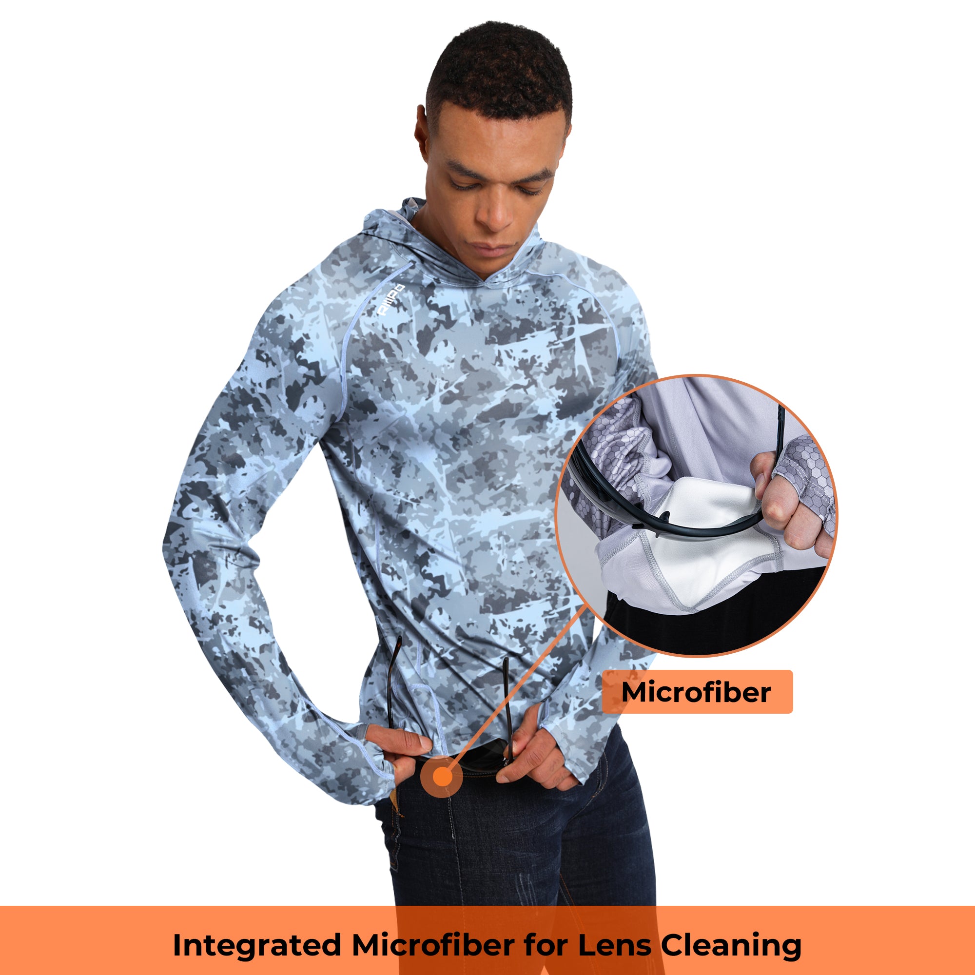 Performance Cooling Hoodie with Gaiter - Full Print - Light Blue