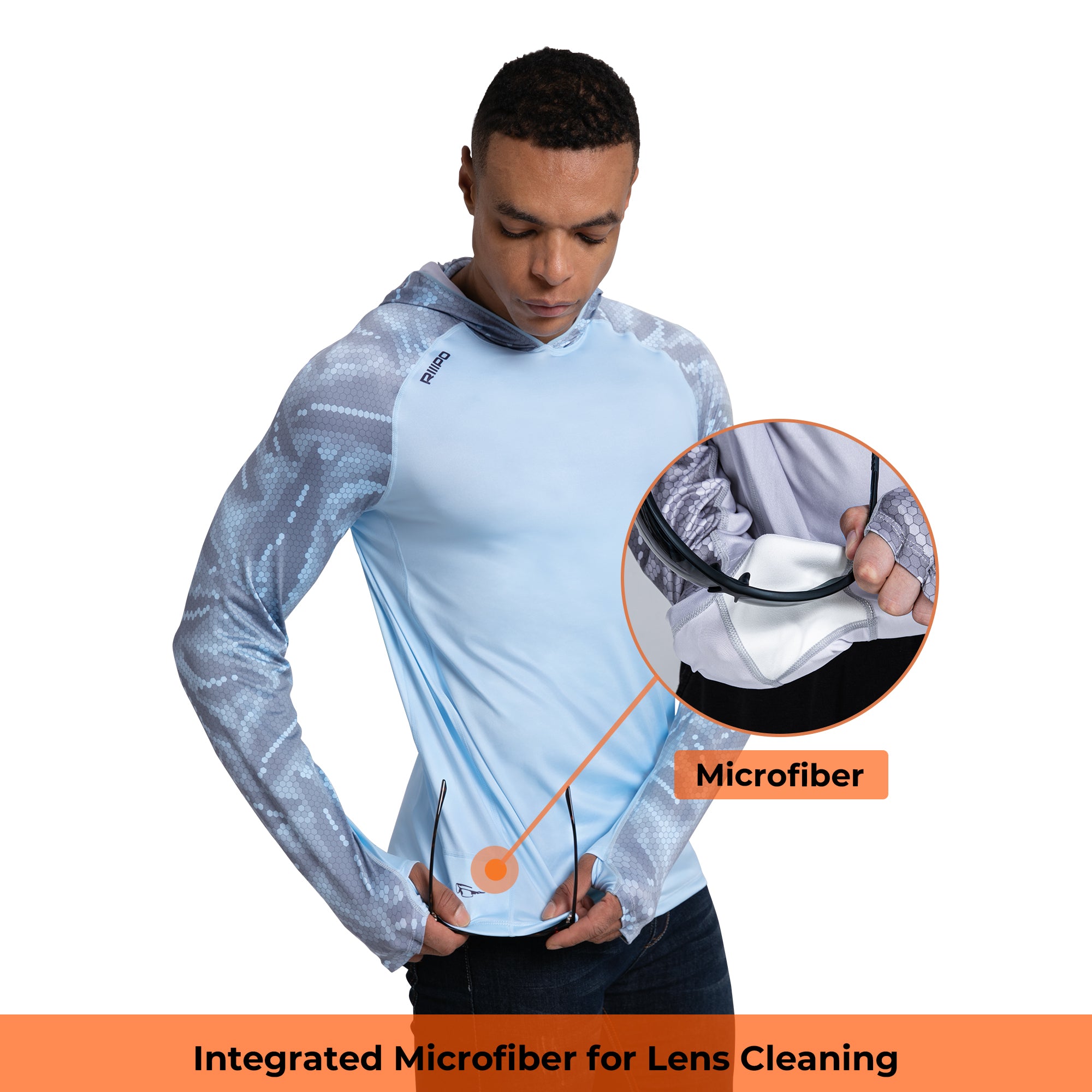 Performance Cooling Hoodie with Gaiter - Mix Print - Sky Blue