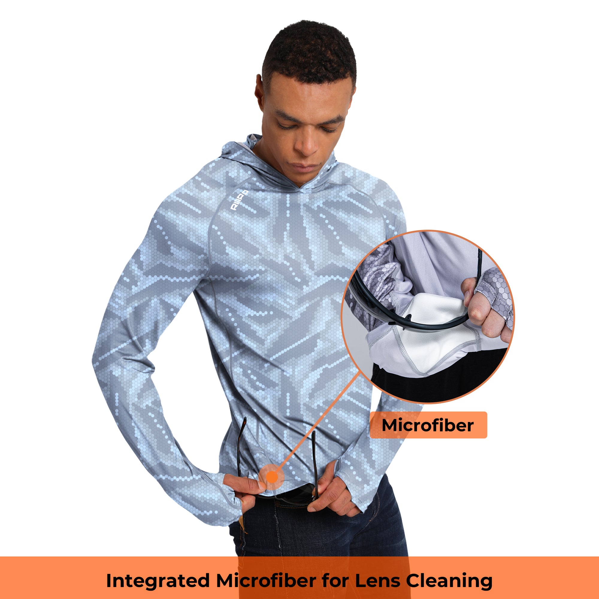 Performance Cooling Hoodie with Gaiter - Full Print - Light Blue