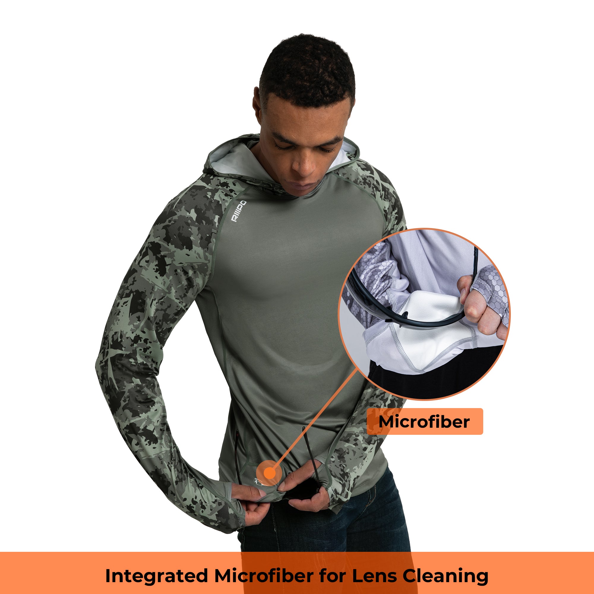 Performance Cooling Hoodie with Gaiter - Mix Print - Dark Green