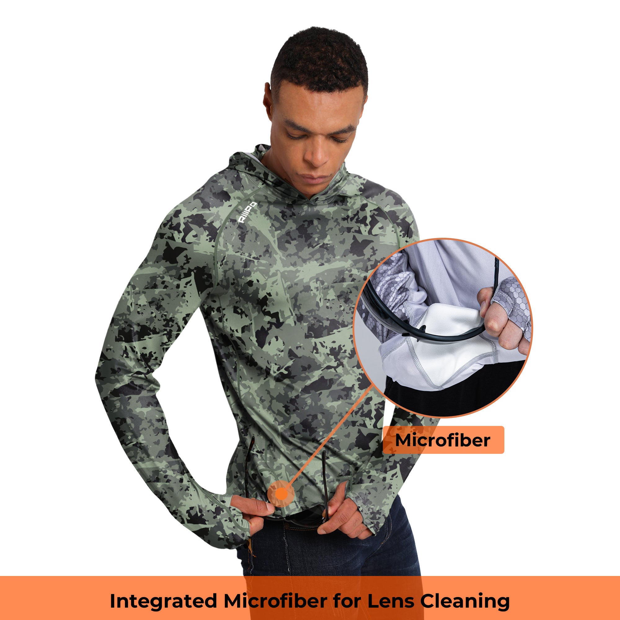 Performance Cooling Hoodie with Gaiter - Full Print - Light Green