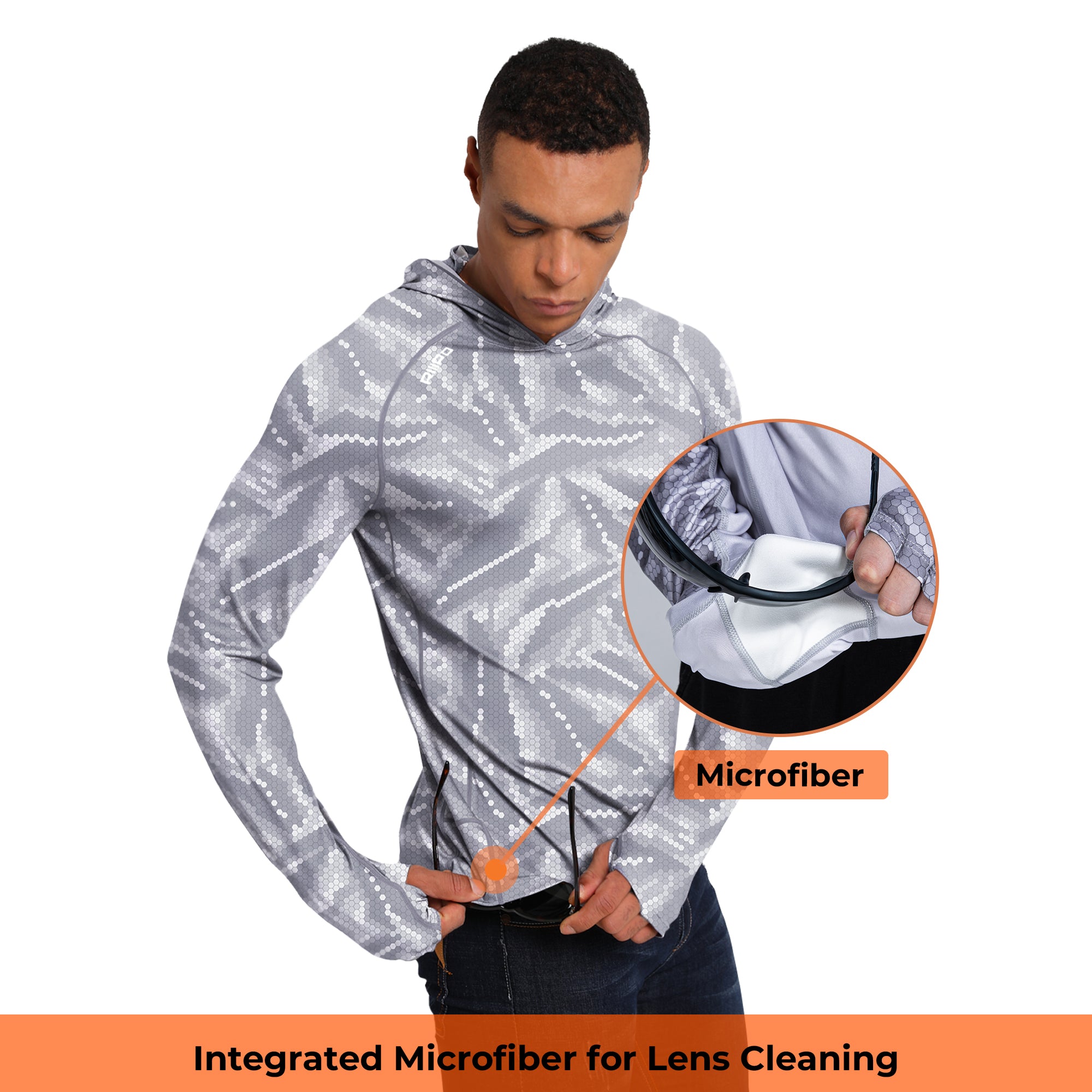 Performance Cooling Hoodie with Gaiter - Full Print - Light Grey