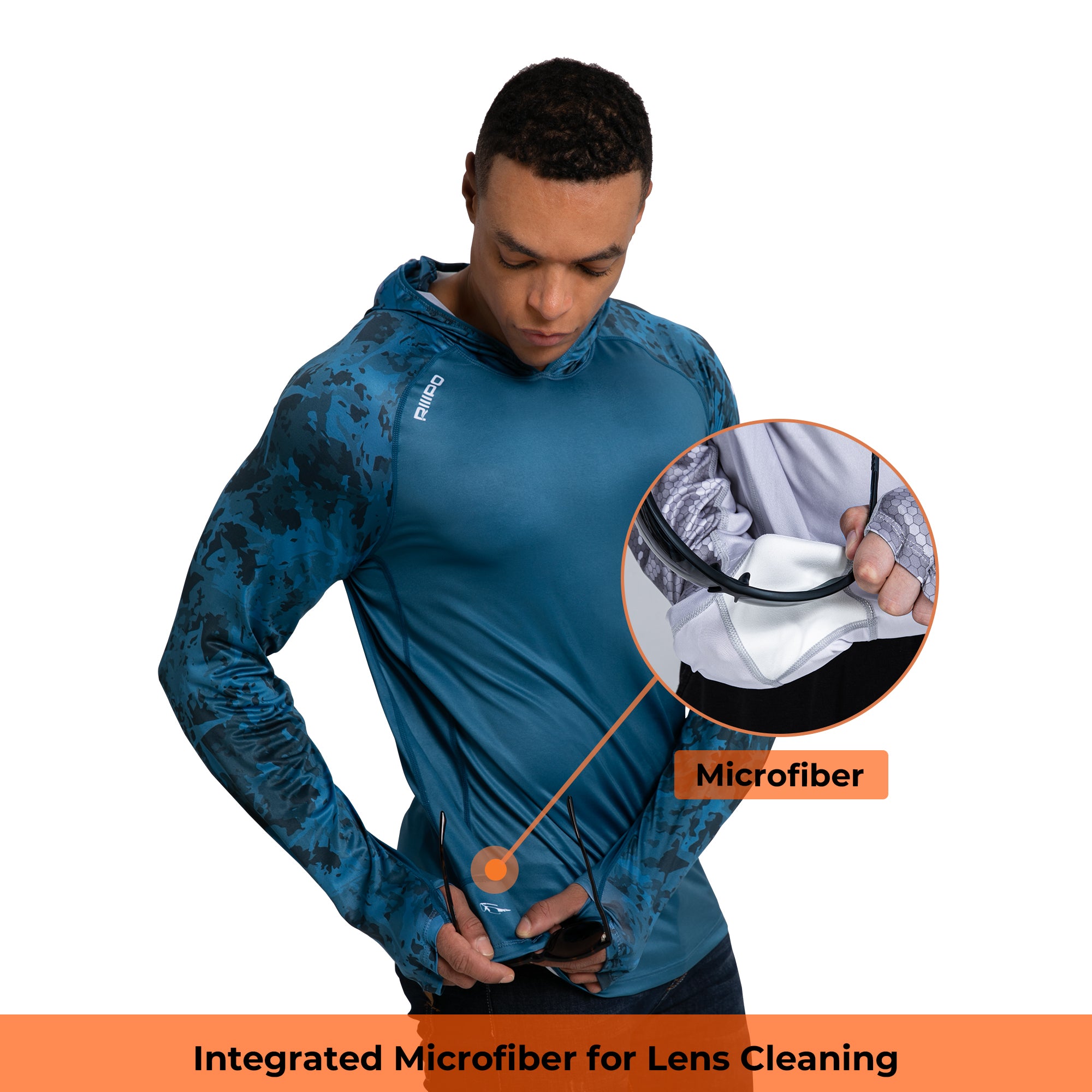 Performance Cooling Hoodie with Gaiter - Mix Print - Dark Blue