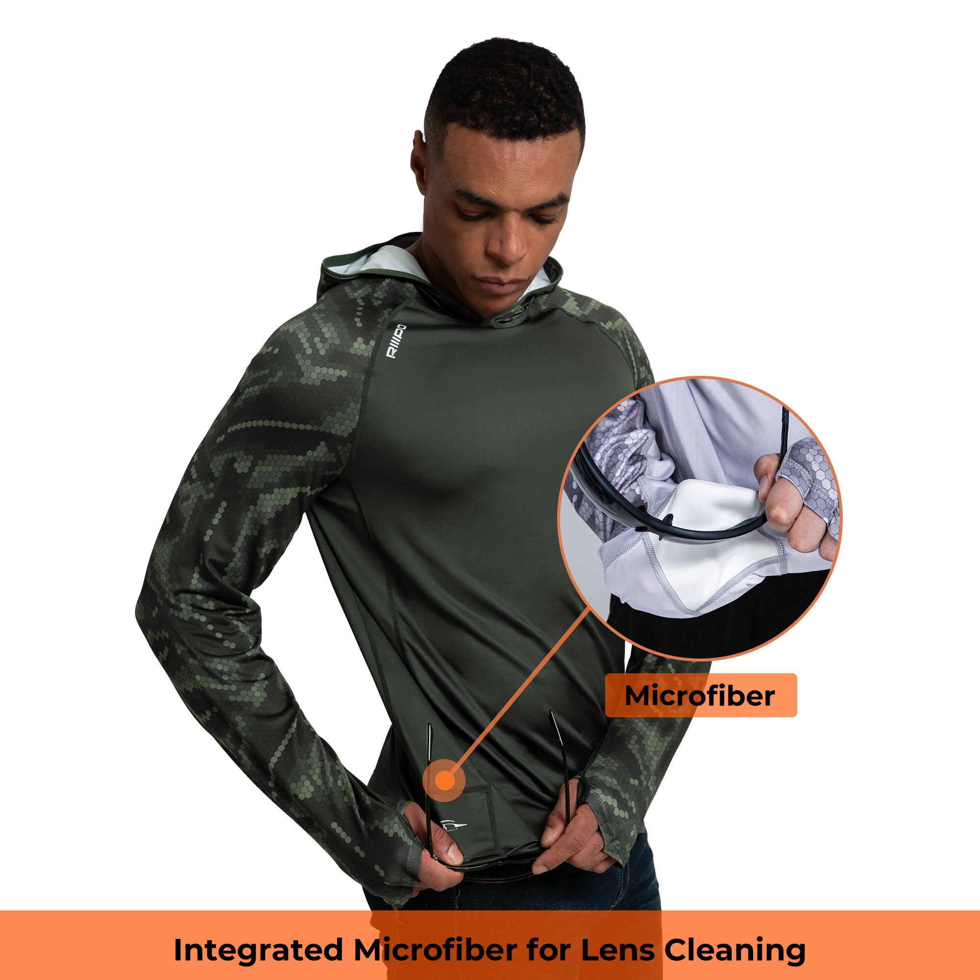 Performance Cooling Hoodie with Gaiter - Mix Print - Dark Green