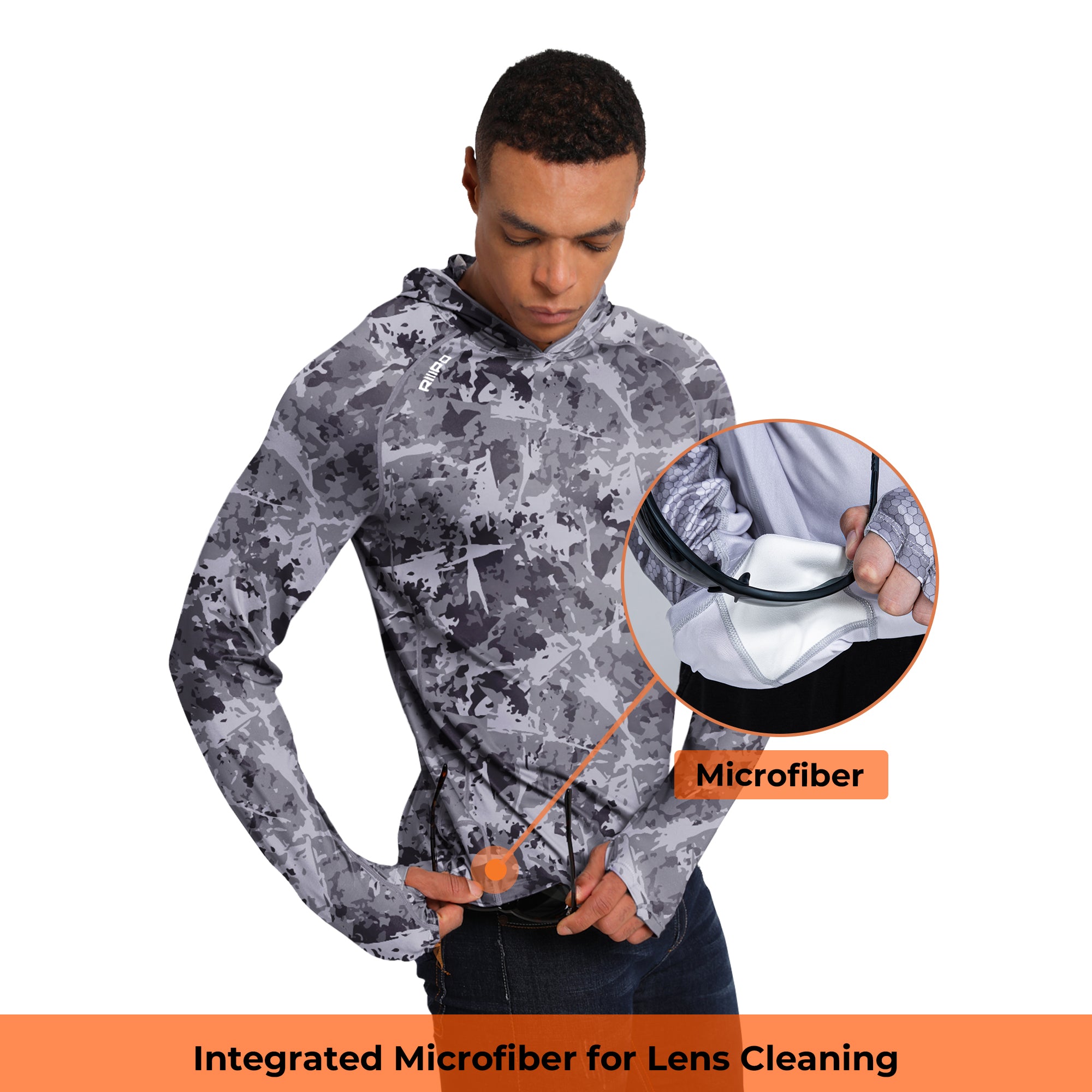 Performance Cooling Hoodie with Gaiter - Full Print - Dark Grey