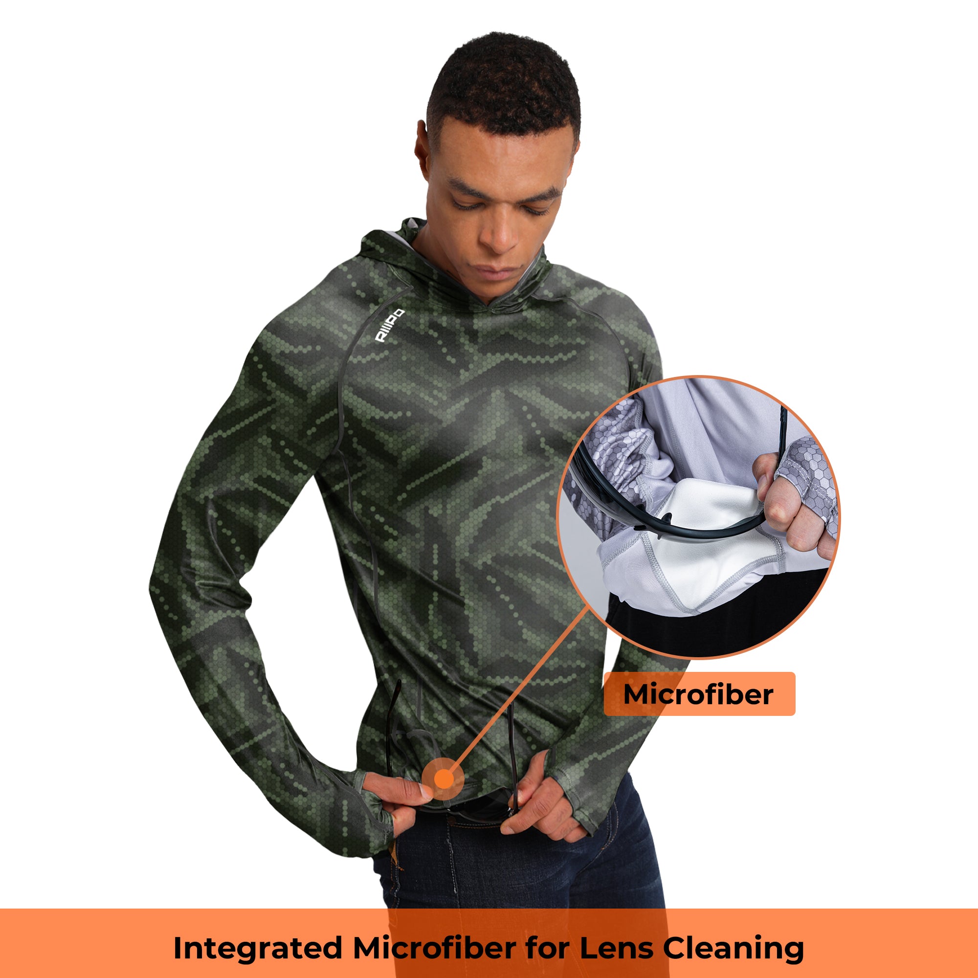 Performance Cooling Hoodie with Gaiter - Full Print - Dark Green