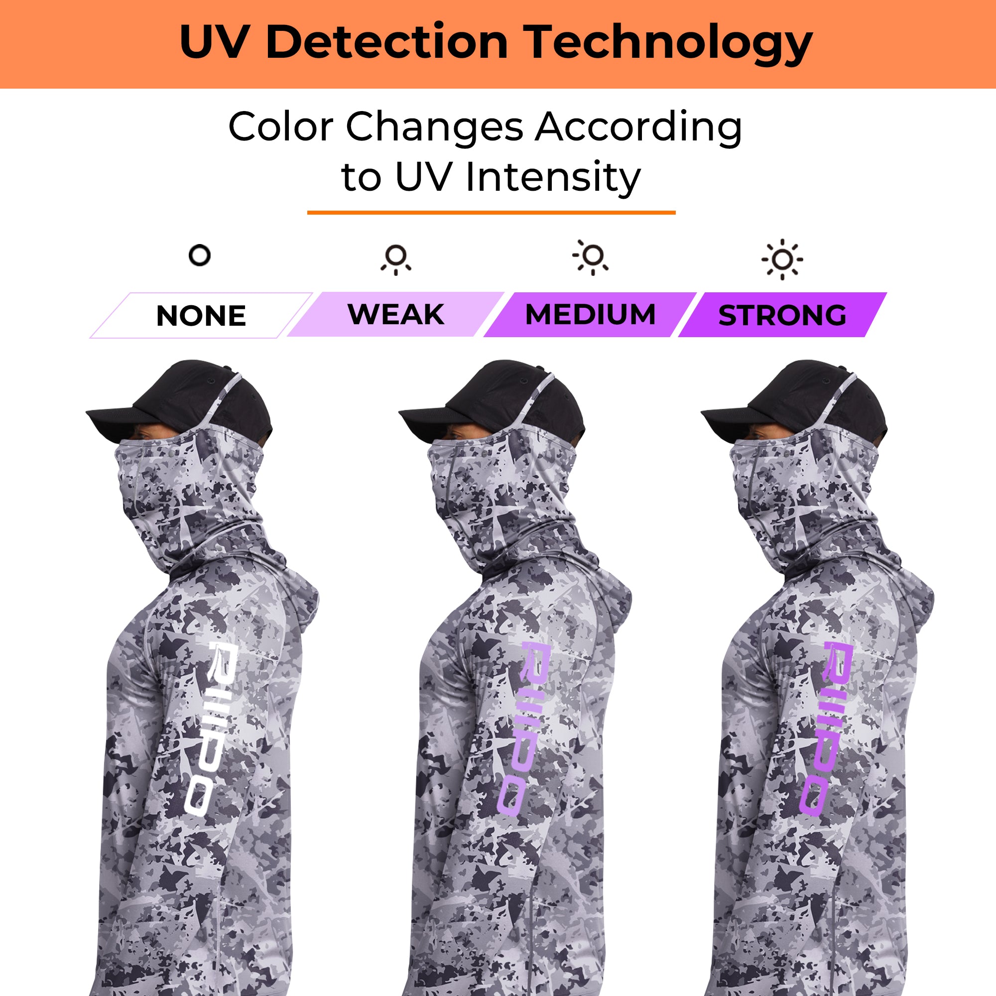 Performance Cooling Hoodie with Gaiter - Full Print - Light Grey