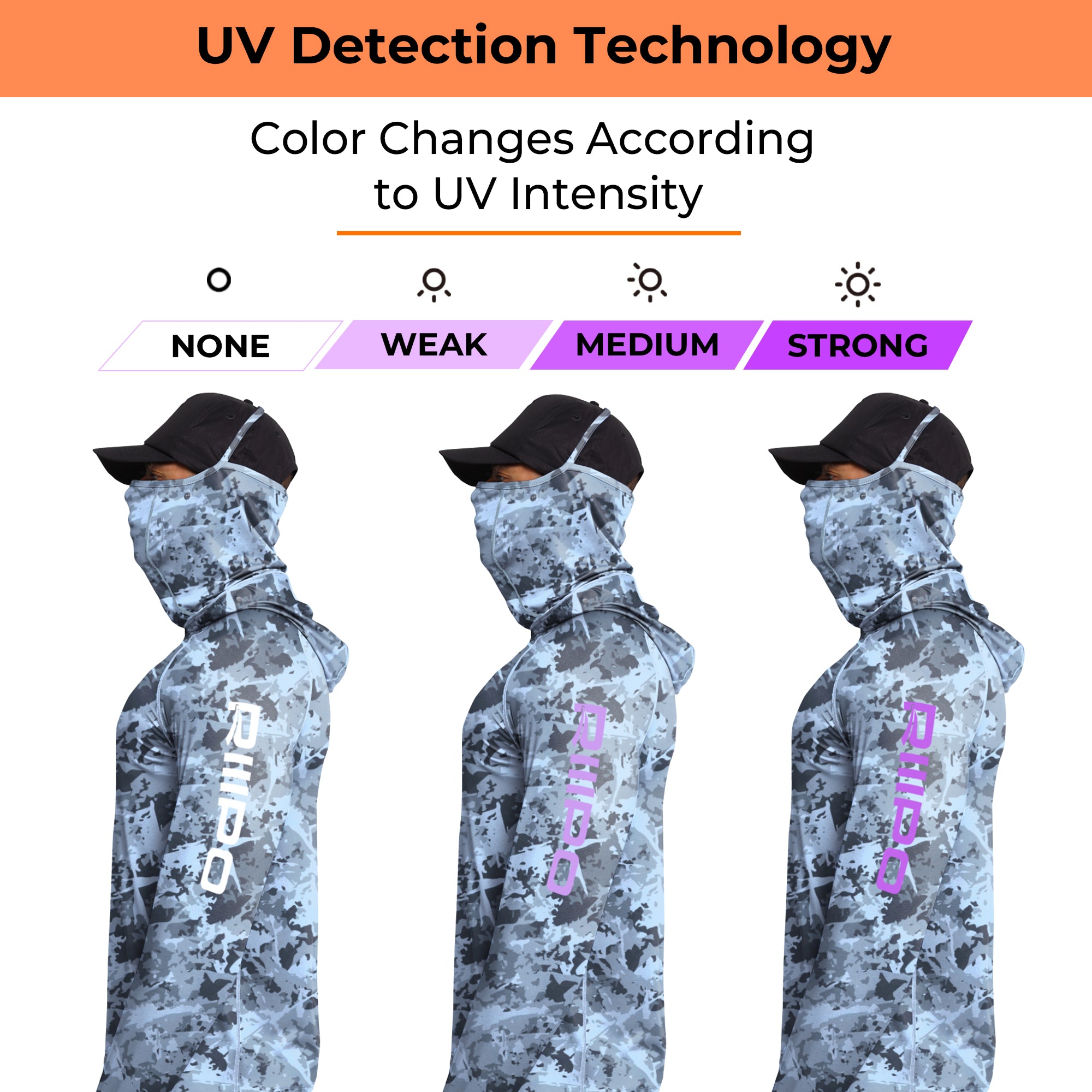 Performance Cooling Hoodie with Gaiter - Full Print - Light Blue