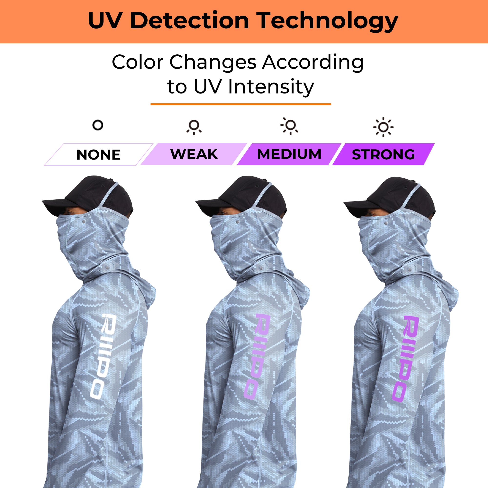 Performance Cooling Hoodie with Gaiter - Full Print - Light Blue