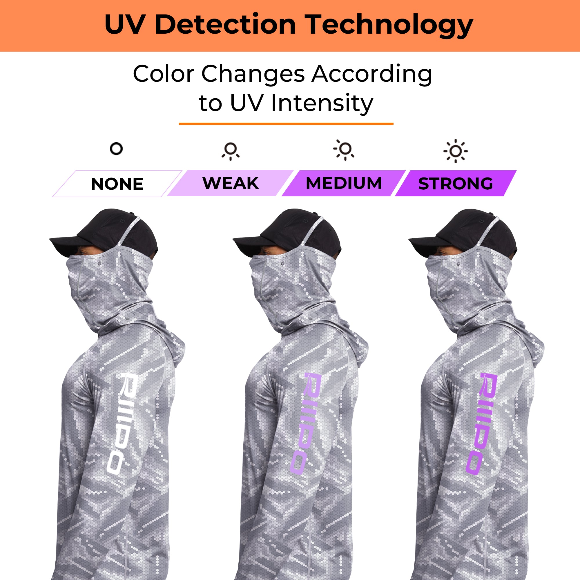 Performance Cooling Hoodie with Gaiter - Full Print - Light Grey