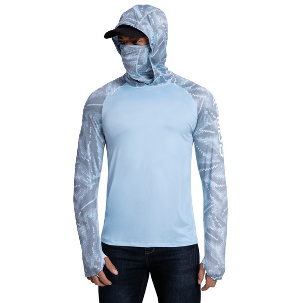 Performance Cooling Hoodie with Gaiter - Mix Print - Sky Blue