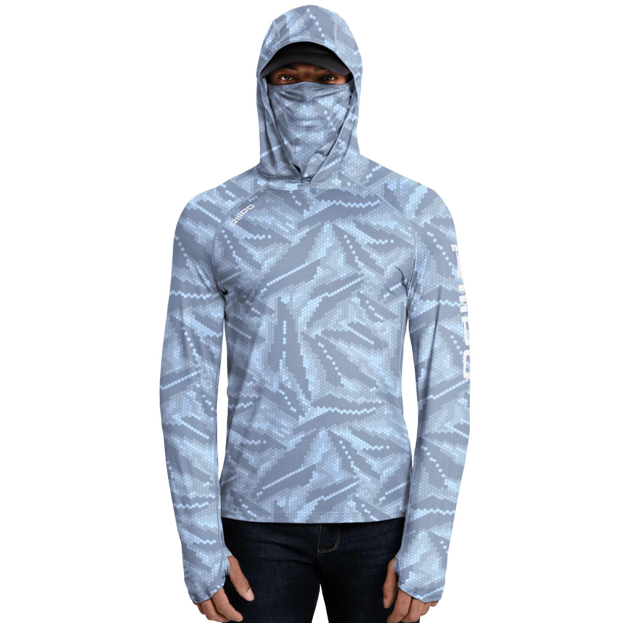 Performance Cooling Hoodie with Gaiter - Full Print - Light Blue