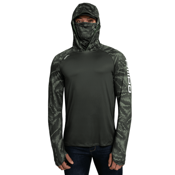 Performance Cooling Hoodie with Gaiter - Mix Print - Dark Green