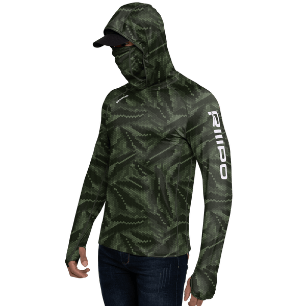 Performance Cooling Hoodie with Gaiter - Full Print - Dark Green