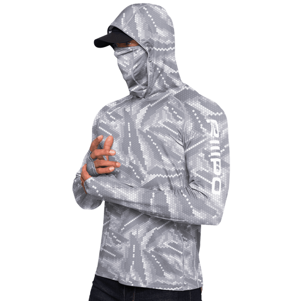 Performance Cooling Hoodie with Gaiter - Full Print - Light Grey