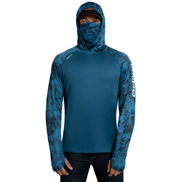 Performance Cooling Hoodie with Gaiter - Mix Print - Dark Blue