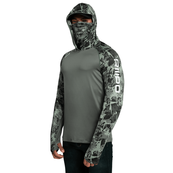 Performance Cooling Hoodie with Gaiter - Mix Print - Dark Green