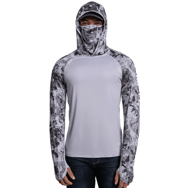 Performance Cooling Hoodie with Gaiter - Mix Print - Light Grey