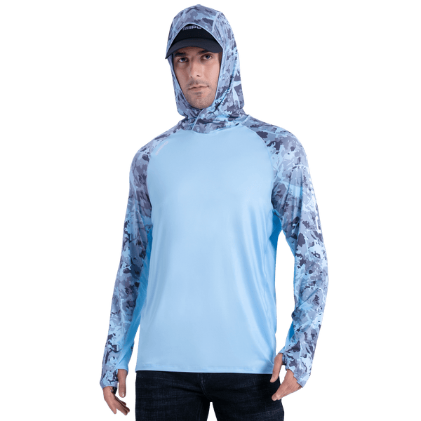 Performance Cooling Hoodie - Half Print - Sky Blue