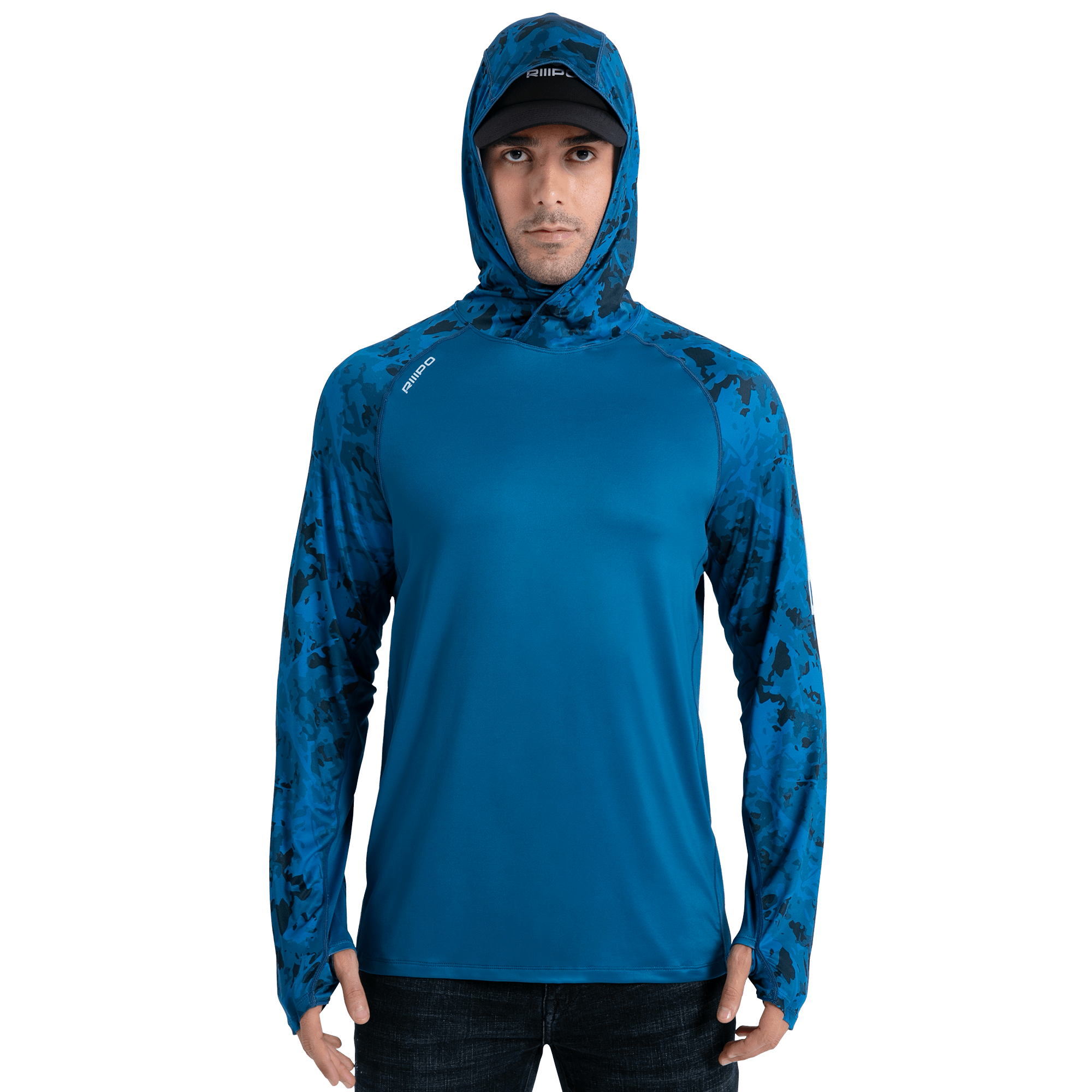 Performance Cooling Hoodie - Half Print - Blue