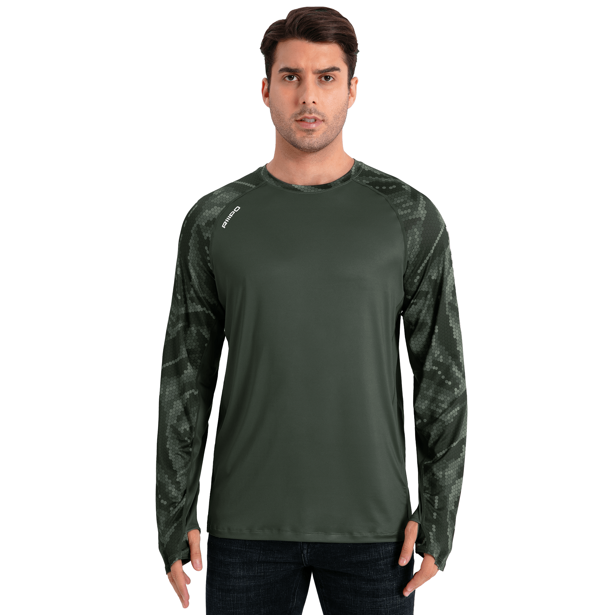 Performance Sun Protection Shirt - Half Print - Dark Green